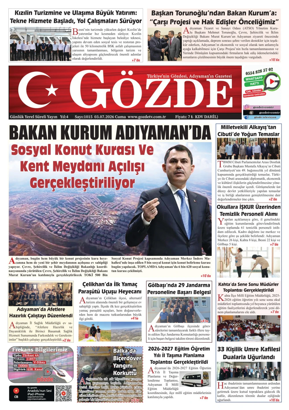 03 TEMMUZ 2026/1015 Sayı
