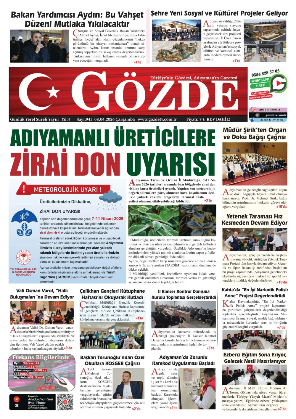 08 NİSAN 2026/945 Sayı