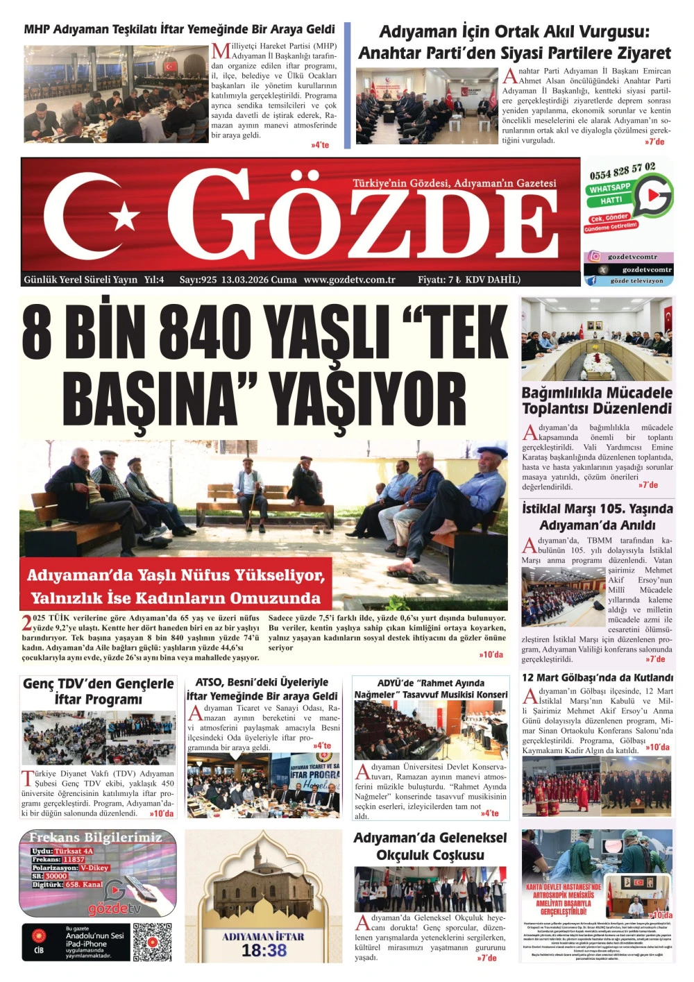 13 MART 2026/925 Sayı