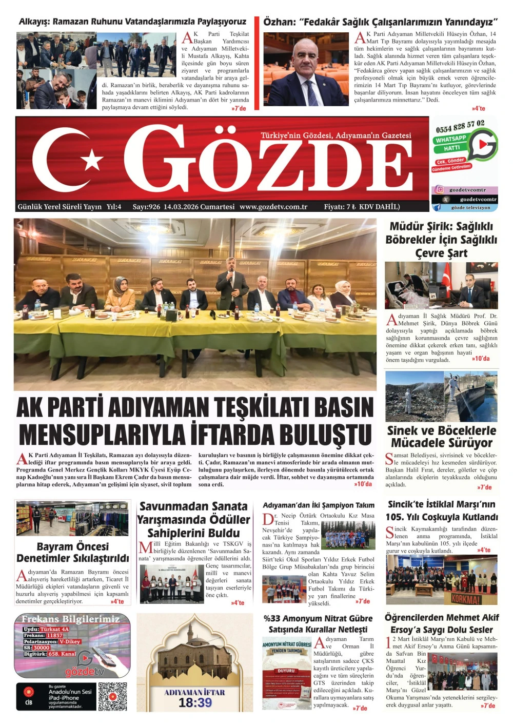 14 MART 2026/926 Sayı