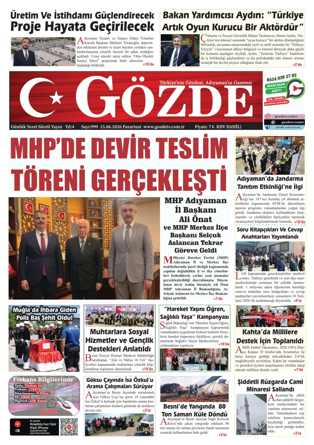 15 HAZİRAN 2026/999 Sayı