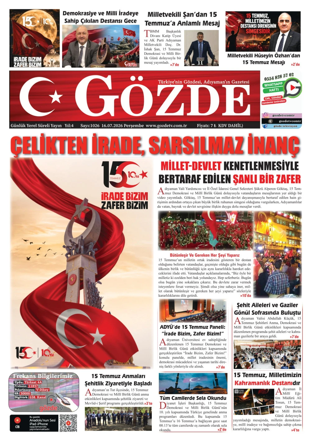 16 TEMMUZ 2026/1026 Sayı
