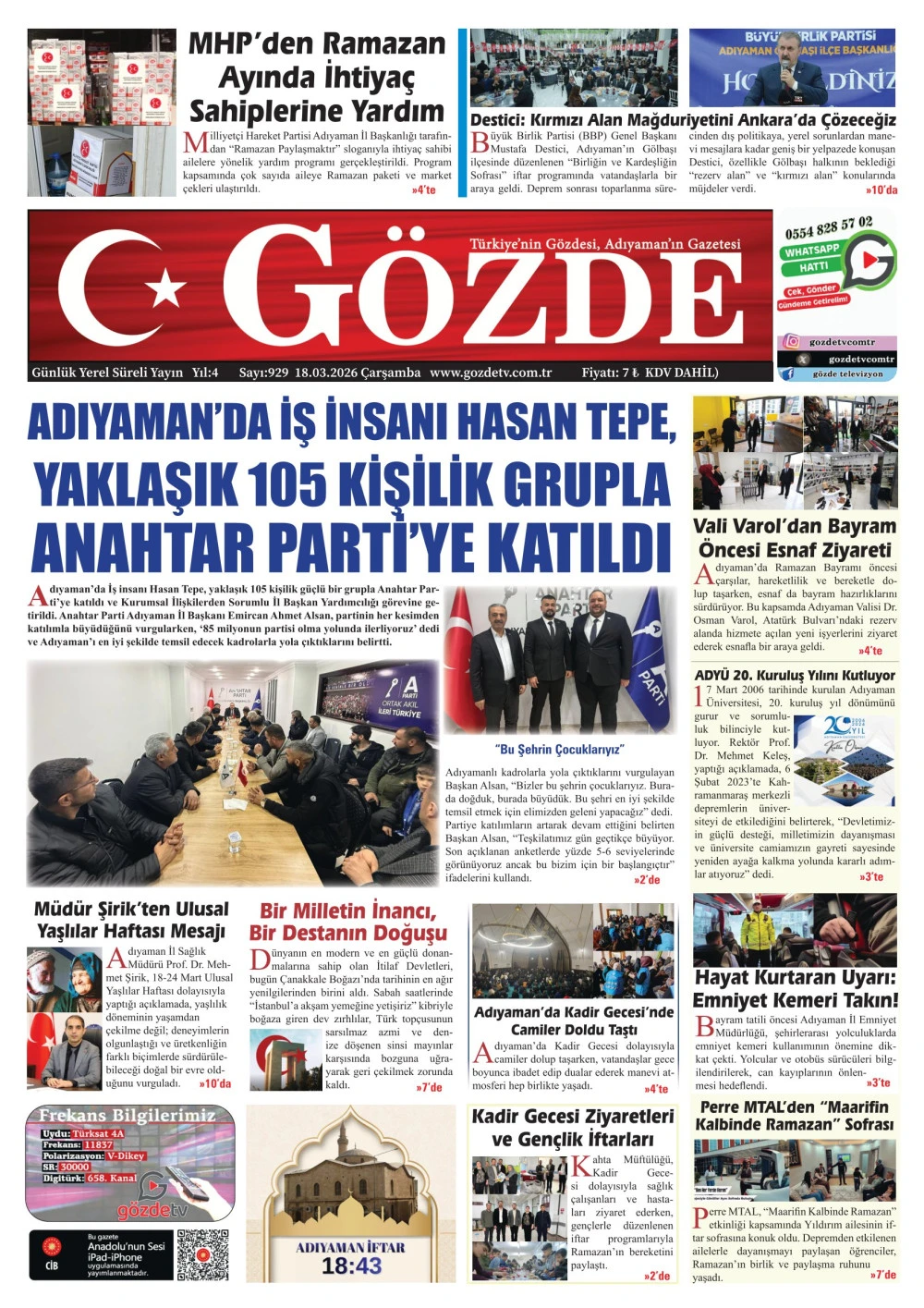 18 MART 2026/929 Sayı