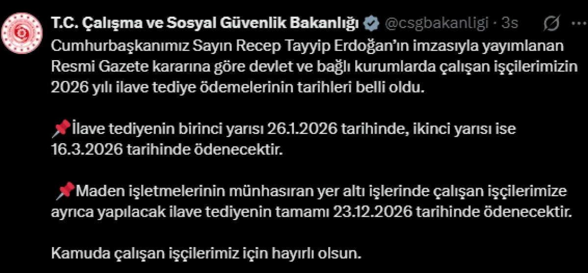 2026 İlave Tediye &Ouml;demeleri Tarihleri Belli Oldu!