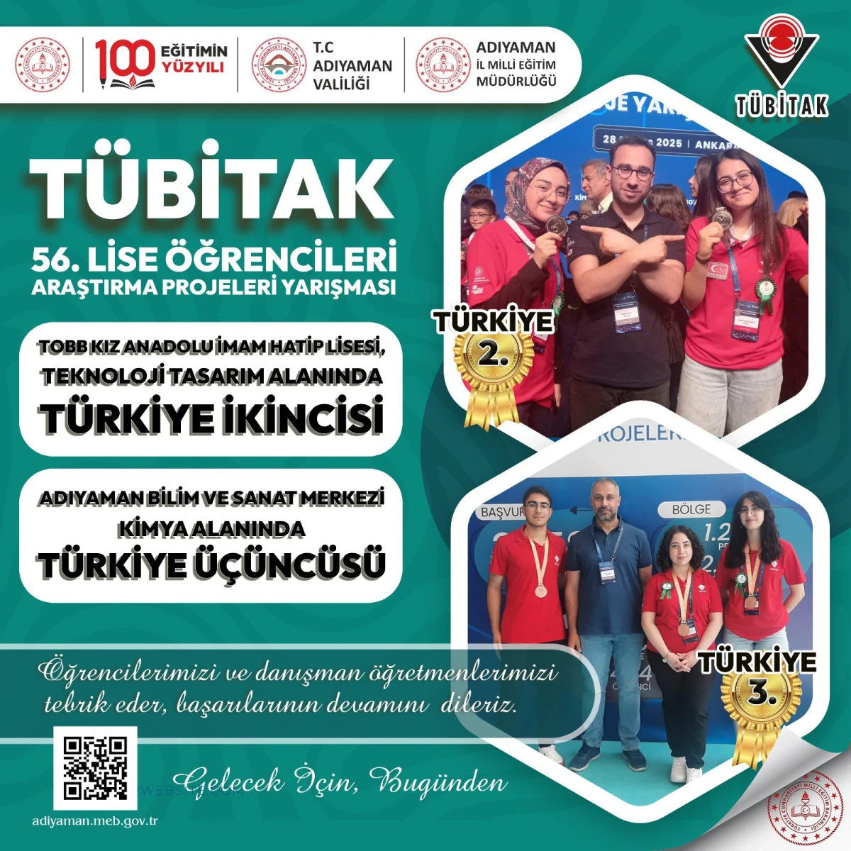 Adıyamanlı Depremzede Öğrencilerden Türkiye Derecesi: TÜBİTAK’tan Adıyaman’a İki Büyük Ödül!