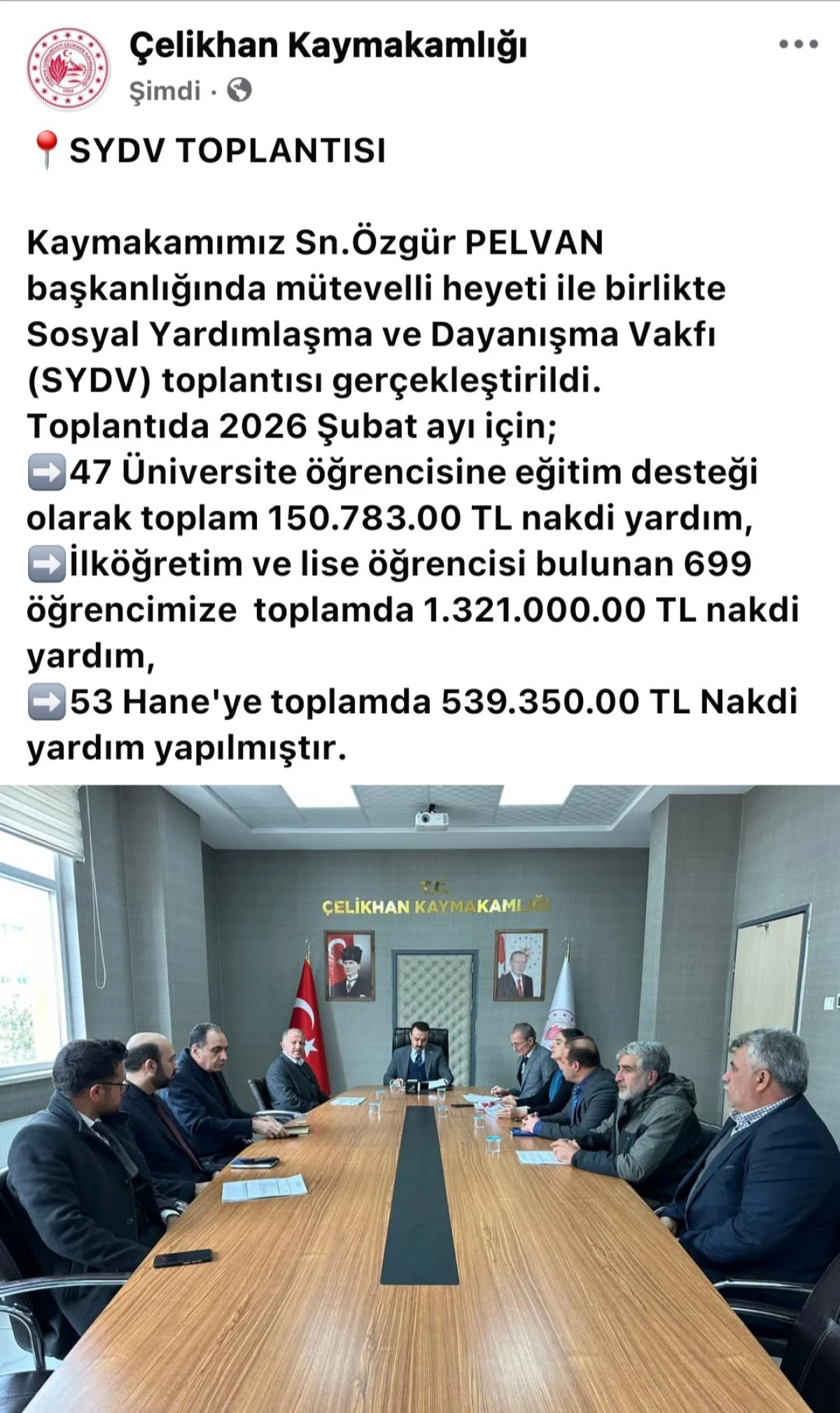 &Ccedil;elikhan&rsquo;da SYDV Toplantısı Ger&ccedil;ekleştirildi