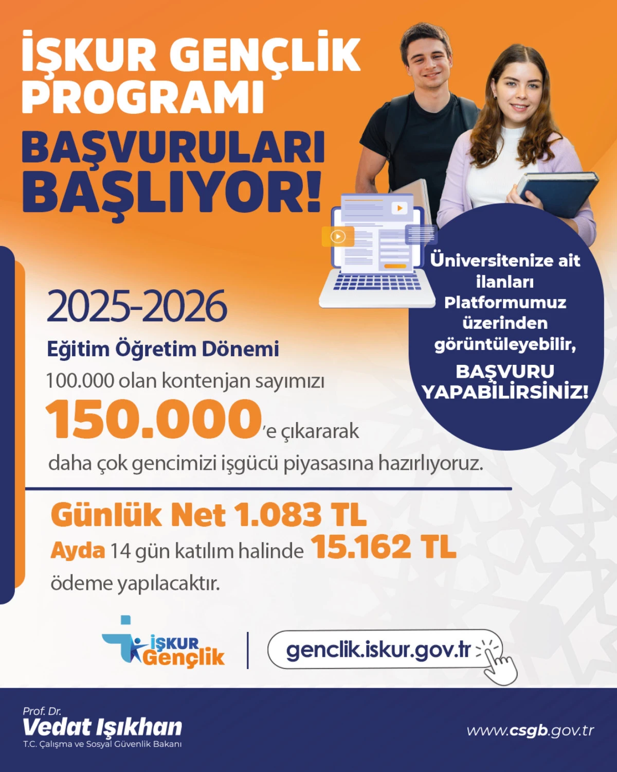 İŞKUR Gençlik Programı Başlıyor: Aylık 15 Bin TL Gelir Desteği Fırsatı