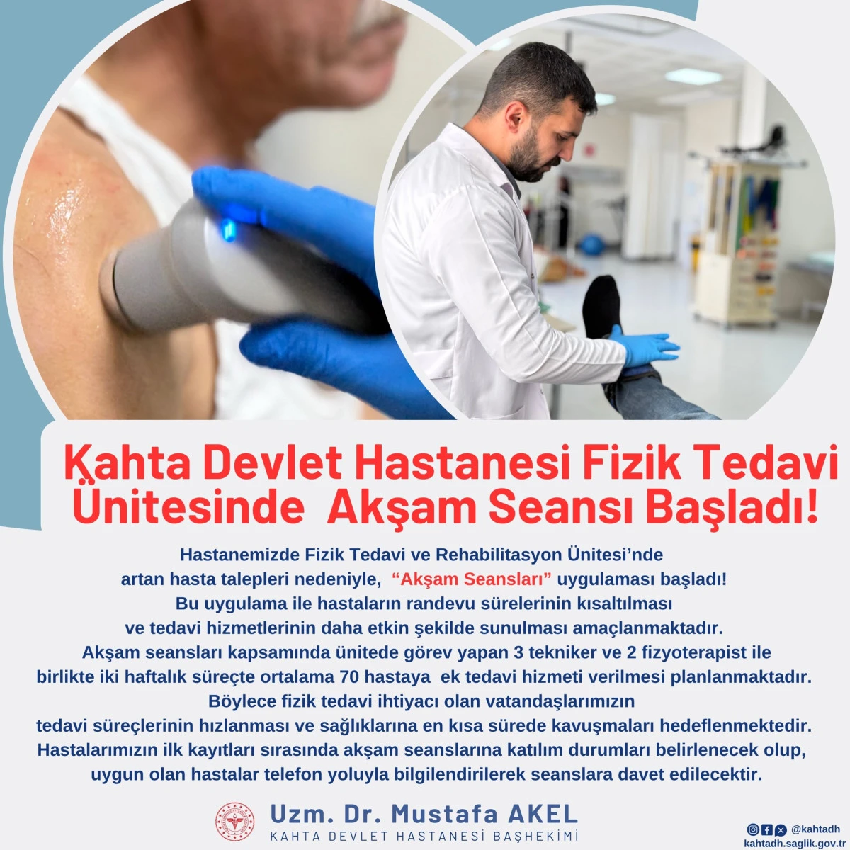 Kahta Devlet Hastanesi'nde Fizik Tedavi İçin Akşam Seansları Başladı