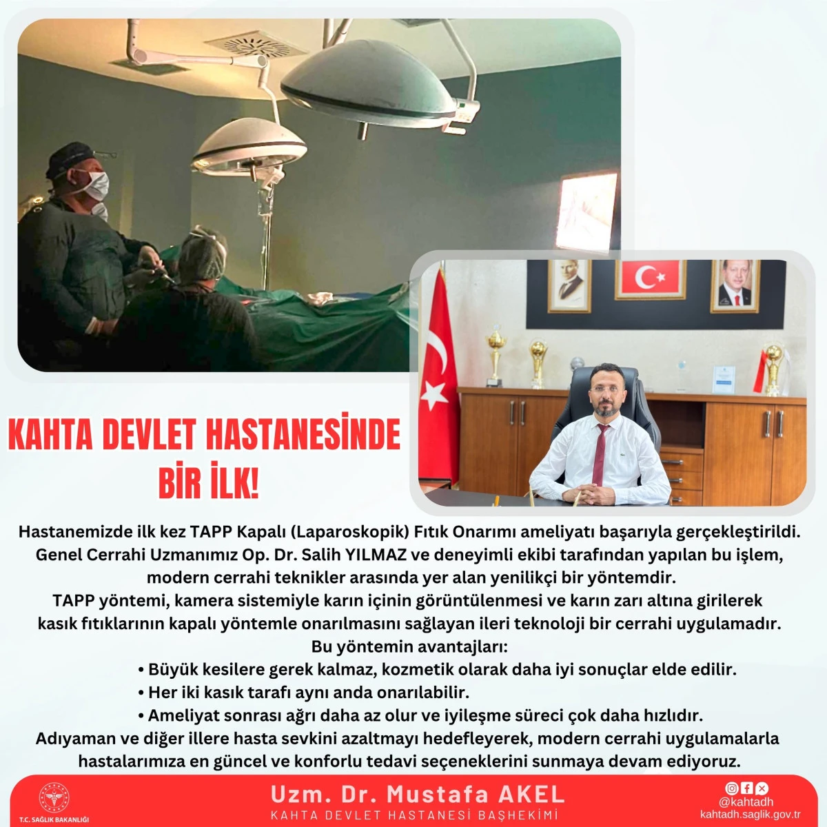 Kahta Devlet Hastanesi’nden Bir İlk: Laparoskopik Fıtık Ameliyatı