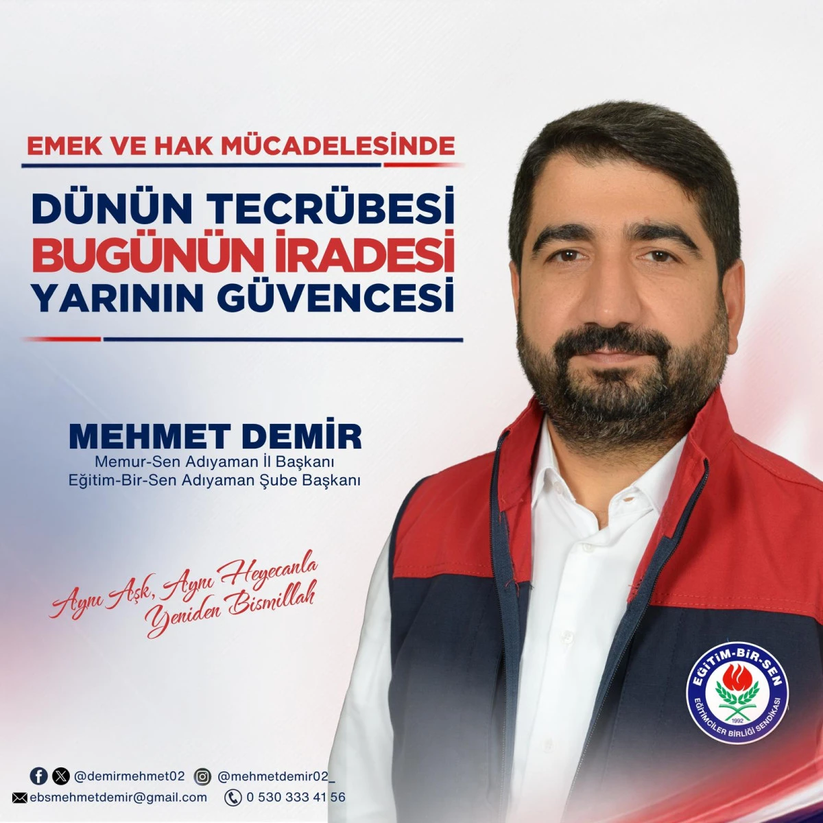 Mehmet Demir:  &ldquo;D&uuml;n&uuml;n Tecr&uuml;besi, Bug&uuml;n&uuml;n İradesiyle Yolumuza Devam Ediyoruz&rdquo;