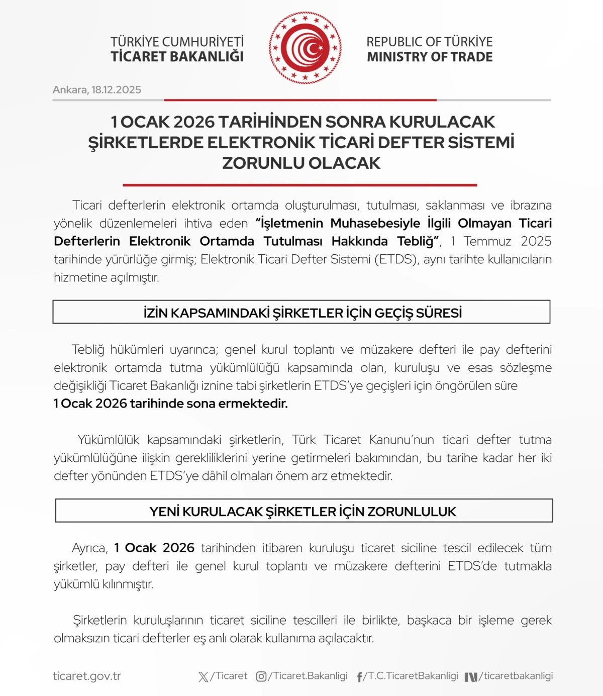 Ticari Defterlerin Elektronik Ortamda Tutulması Hakkında Yeni D&uuml;zenlemeler Y&uuml;r&uuml;rl&uuml;ğe Girdi