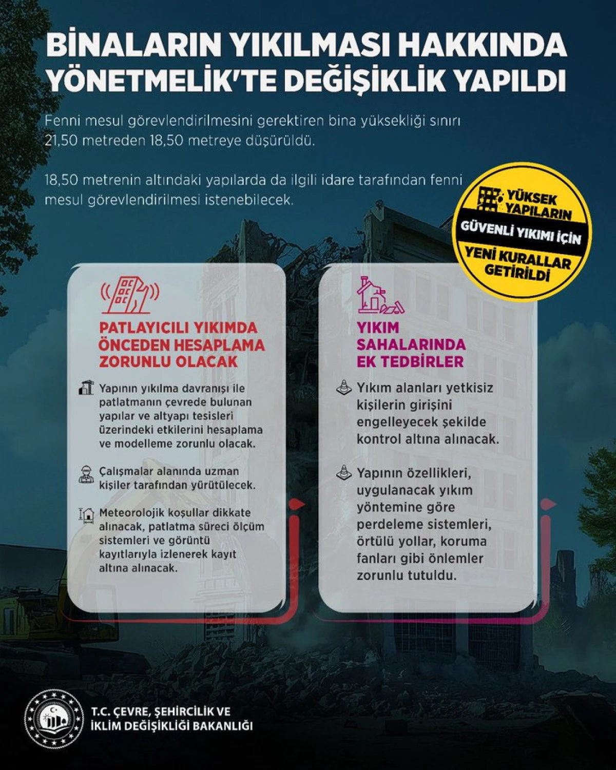 Y&uuml;ksek Yapıların G&uuml;venli Yıkımı İ&ccedil;in Yeni Kurallar Getirildi