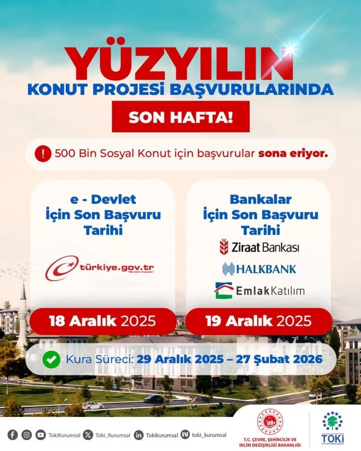"Y&uuml;zyılın Konut Projesi"ne Başvurular 19 Aralık'ta Sona Eriyor